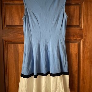 Elegant Blue and White Sleeveless Dress